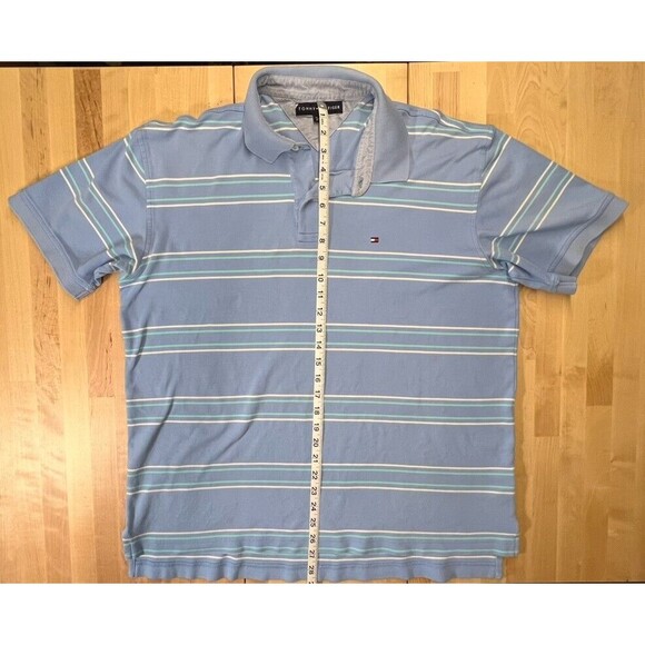 Tommy Hilfiger Polo Shirt XL Blue Stripe - Picture 5 of 8